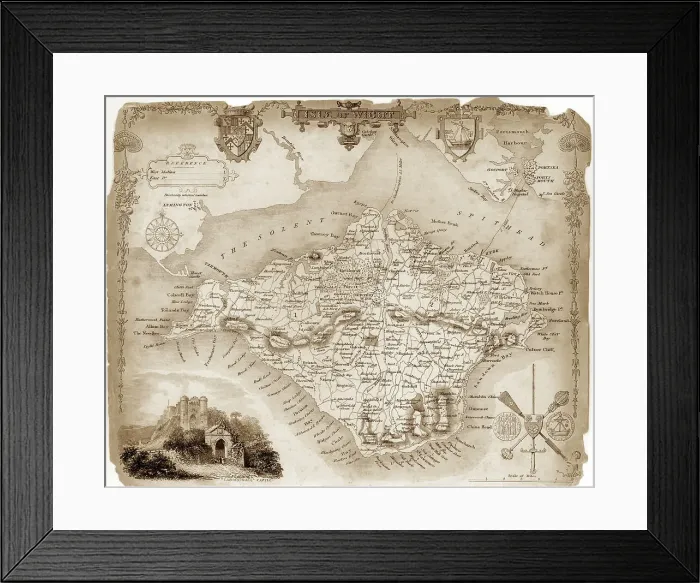 Framed Print : 1840s Victorian Map of Isle Of Wight Framed Print : 1840s Victorian Map of Isle Of Wight