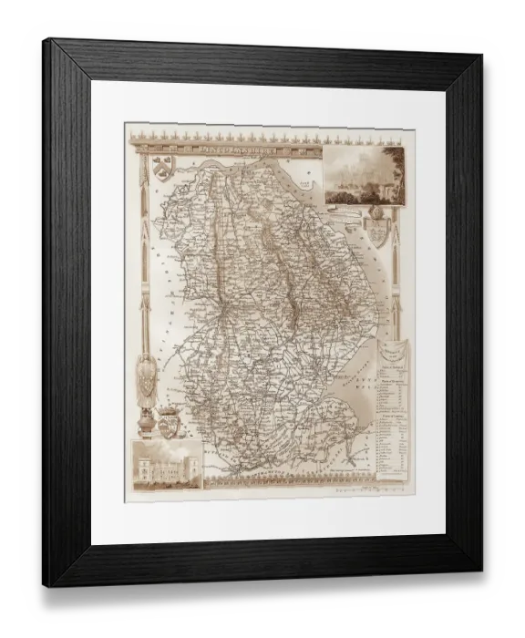 Framed Print : 1840s Victorian Map of Lincolnshire Framed Print : 1840s Victorian Map of Lincolnshire