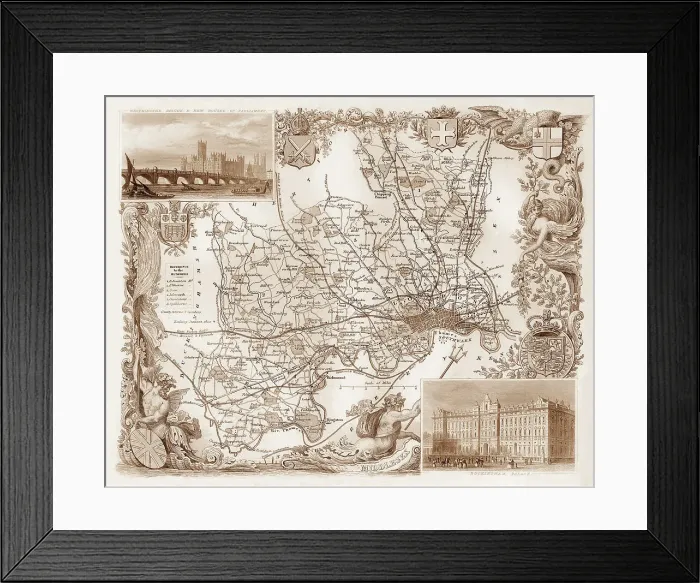 Framed Print : 1840s Victorian Map Of Middlesex Vintage Lantern Framed Print : 1840s Victorian Map Of Middlesex Vintage Lantern