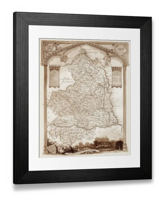 Framed Print : 1840s Victorian Map of Northumberland Framed Print : 1840s Victorian Map of Northumberland