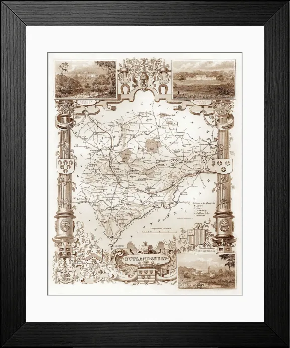 Framed Print : 1840s Victorian Map of Rutland Framed Print : 1840s Victorian Map of Rutland