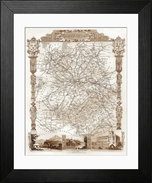 Framed Print : 1840s Victorian Map of Shropshire Framed Print : 1840s Victorian Map of Shropshire
