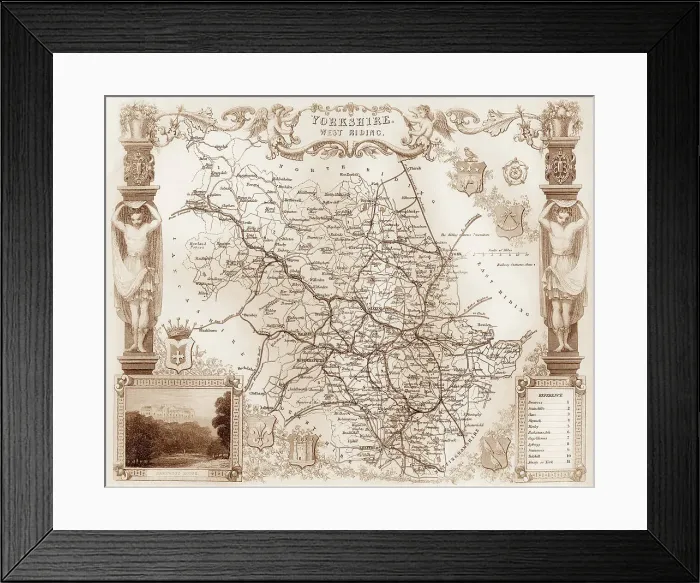 Framed Print : 1840s Victorian Map of West Riding of Yorkshire Framed Print : 1840s Victorian Map of West Riding of Yorkshire