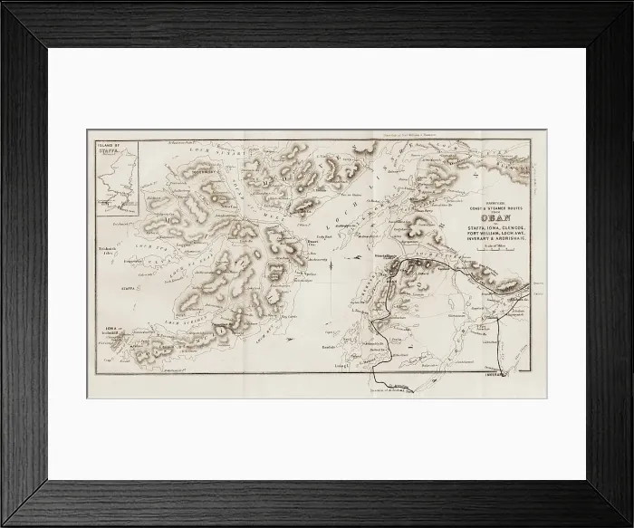 Framed Print : Steamer routes from Oban 1860s Framed Print : Steamer routes from Oban 1860s