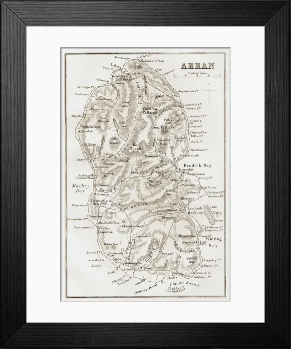 Framed Print : 1860s Victorian Map of the Isle of Arran Framed Print : 1860s Victorian Map of the Isle of Arran