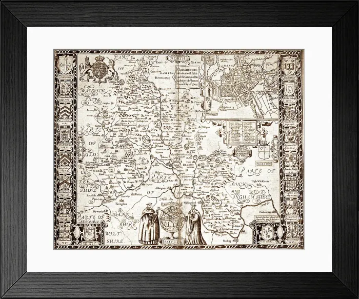 Framed Print : 17th Century (1605) Map of Oxfordshire Framed Print : 17th Century (1605) Map of Oxfordshire