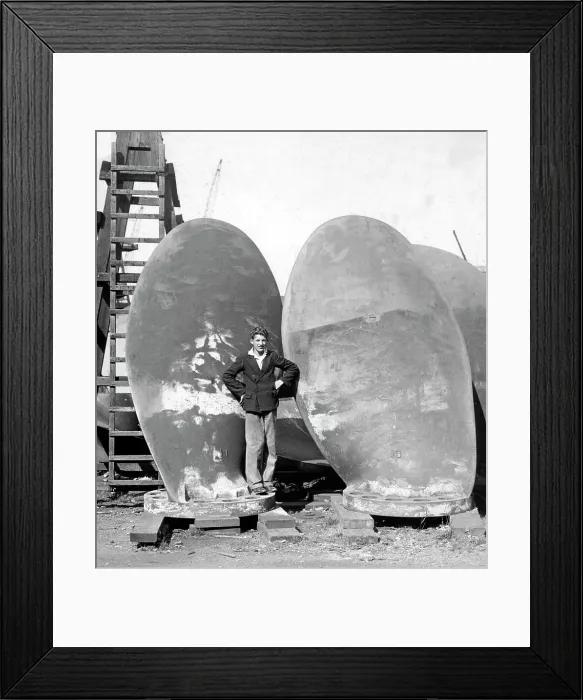 Framed Print : Southampton RMS Olympic propeller Blades probably 1932 Framed Print : Southampton RMS Olympic propeller Blades probably 1932