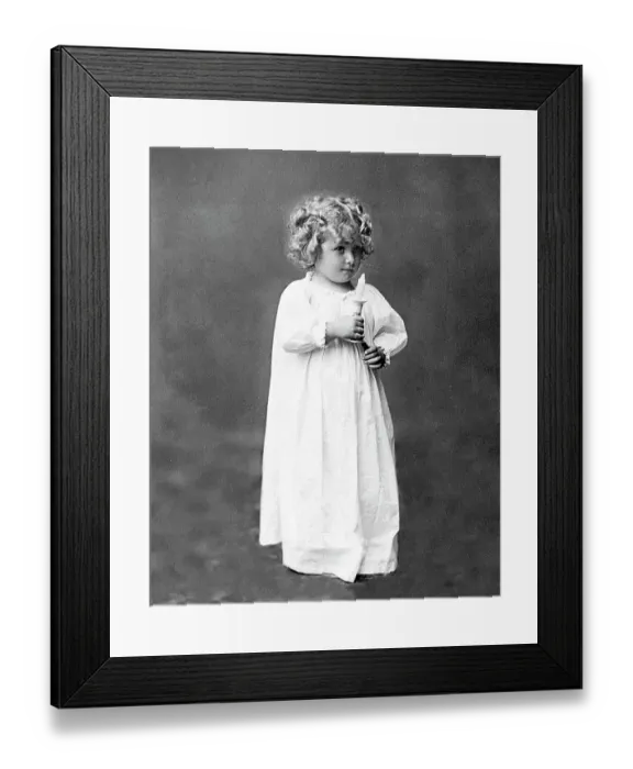 Framed Print : Child with candle ready for bed Victorian period Framed Print : Child with candle ready for bed Victorian period