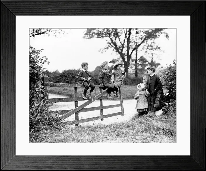 Framed Print : Children on the Gate Victorian period Framed Print : Children on the Gate Victorian period