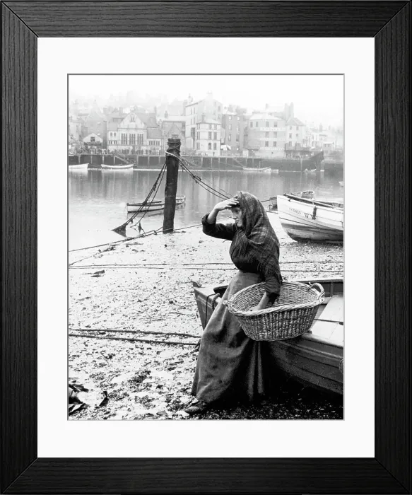 Framed Print : Whitby Waiting for the Boats Victorian period Framed Print : Whitby Waiting for the Boats Victorian period