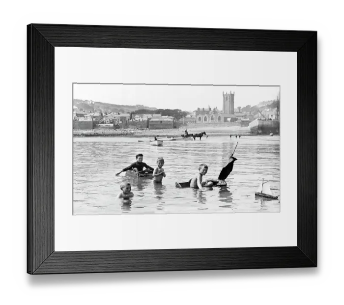 Framed Print : St. Ives Boys Playing Victorian period Framed Print : St. Ives Boys Playing Victorian period