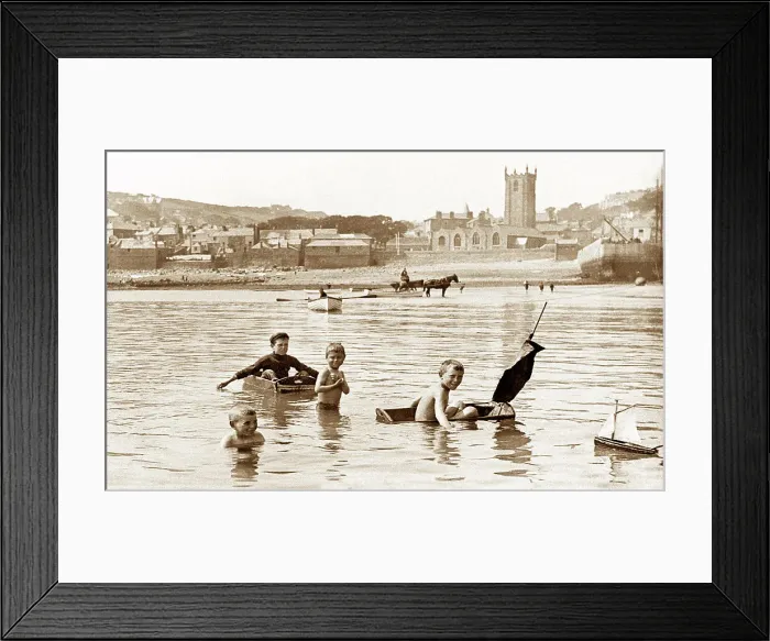 Framed Print : St. Ives Boys Playing Victorian period Framed Print : St. Ives Boys Playing Victorian period