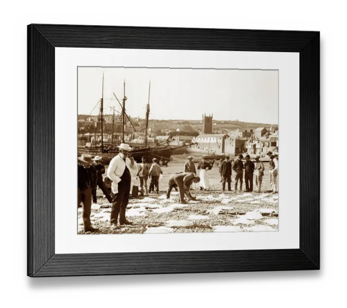 Framed Print : Fishermen St. Ives Cornwall Victorian period Framed Print : Fishermen St. Ives Cornwall Victorian period