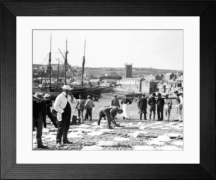Framed Print : Fishermen St. Ives Cornwall Victorian period Framed Print : Fishermen St. Ives Cornwall Victorian period