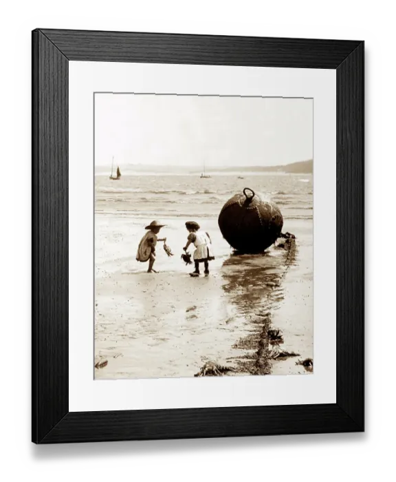 Framed Print : St. Ives Girls Playing on the Beach Victorian period Framed Print : St. Ives Girls Playing on the Beach Victorian period