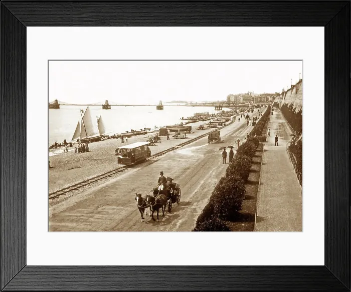 Framed Print : Brighton Chain Pier and Volk's Railway Victorian period Framed Print : Brighton Chain Pier and Volk's Railway Victorian period