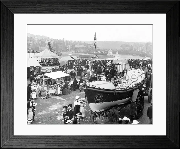Framed Print : Whitby Regatta at the the Lifeboat House Victorian period
