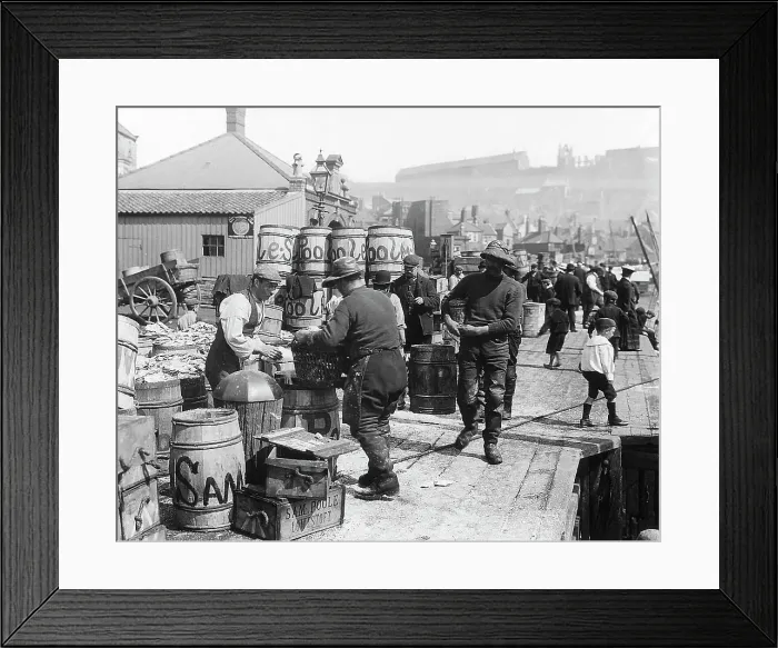 Framed Print : Whitby Fish Quay Victorian period Framed Print : Whitby Fish Quay Victorian period