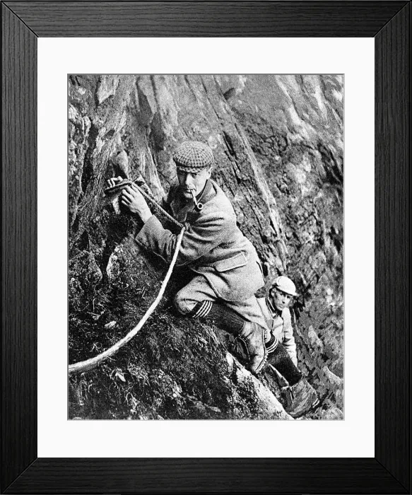 Framed Print : Scawfell Lake District climbers Victorian period Framed Print : Scawfell Lake District climbers Victorian period