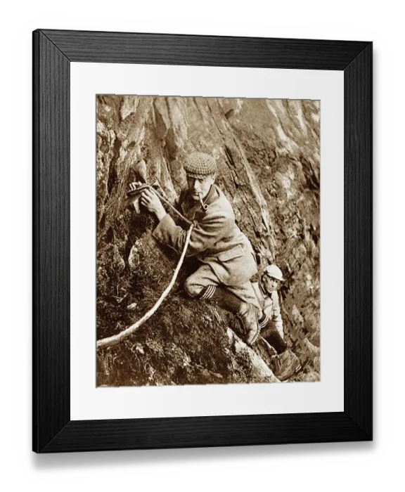 Framed Print : Scawfell Lake District climbers Victorian period Framed Print : Scawfell Lake District climbers Victorian period