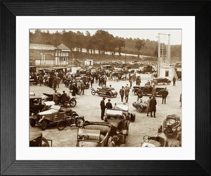 Framed Print : Brooklands Racing Circuit - The Paddock possibly 1930s Framed Print : Brooklands Racing Circuit - The Paddock possibly 1930s