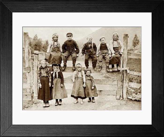Framed Print : Children on the Gate Victorian period Framed Print : Children on the Gate Victorian period