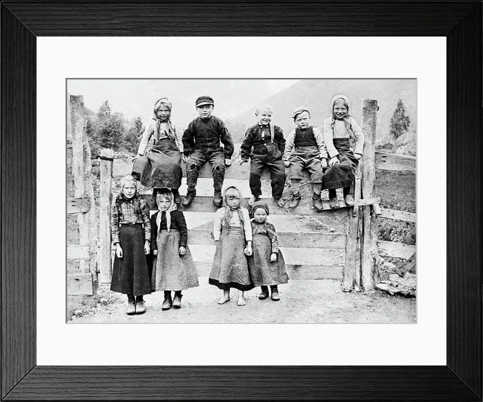 Framed Print : Children on Gate Framed Print : Children on Gate