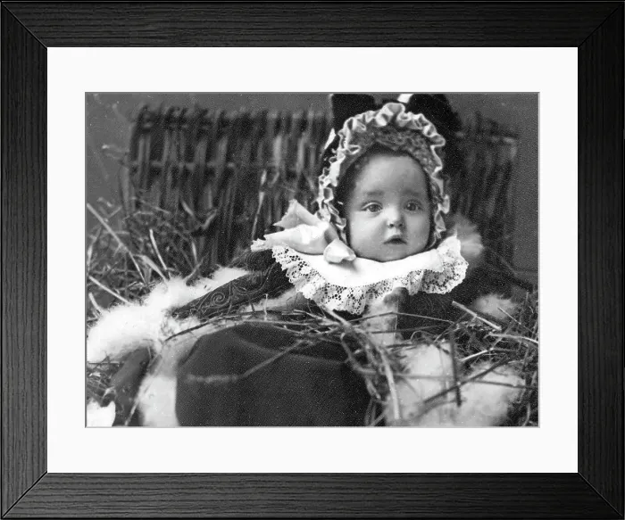 Framed Print : Baby in a Christmas Hamper Framed Print : Baby in a Christmas Hamper
