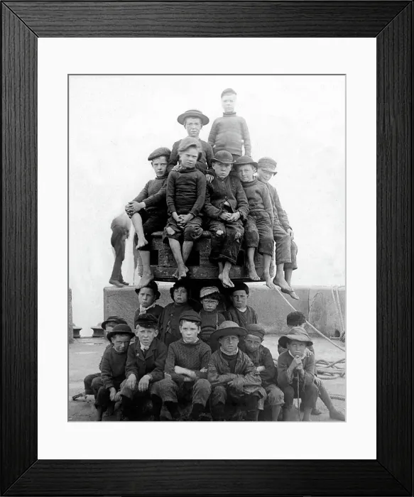 Framed Print : Children palying on quayside capstan Framed Print : Children palying on quayside capstan