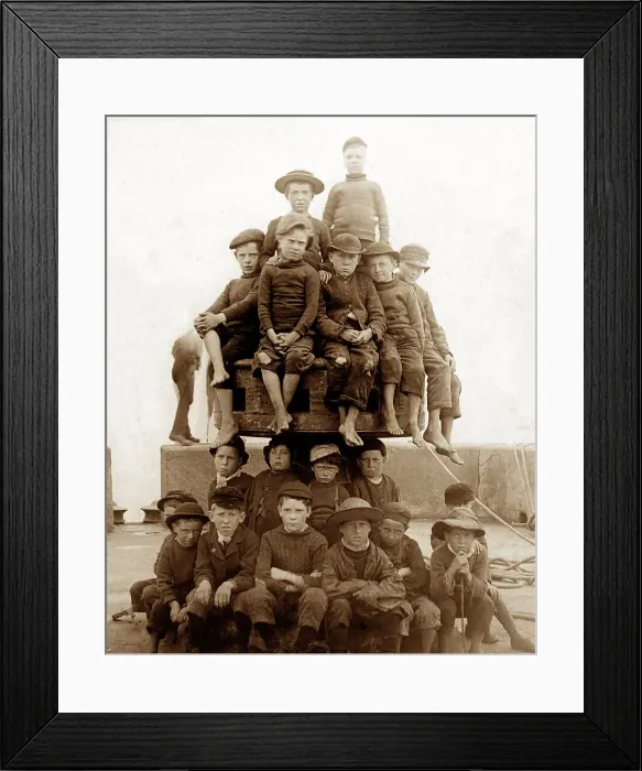 Framed Print : Children palying on quayside capstan Framed Print : Children palying on quayside capstan