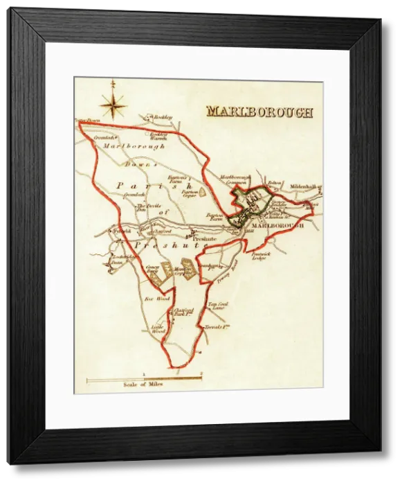 Framed Print : 1832 Victorian Map of Marlborough Framed Print : 1832 Victorian Map of Marlborough