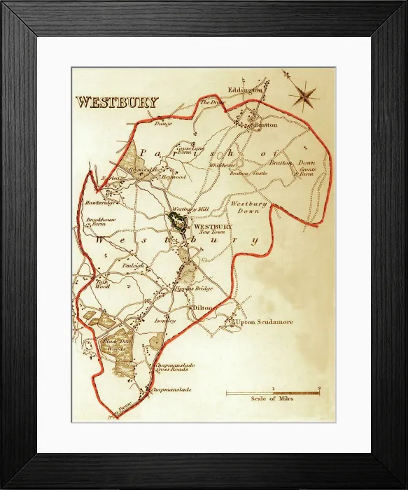 Framed Print : 1832 Victorian Map of Westbury Framed Print : 1832 Victorian Map of Westbury