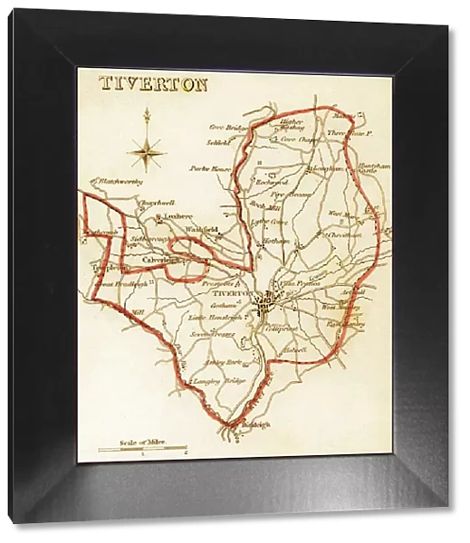 1832 Victorian Map of Tiverton