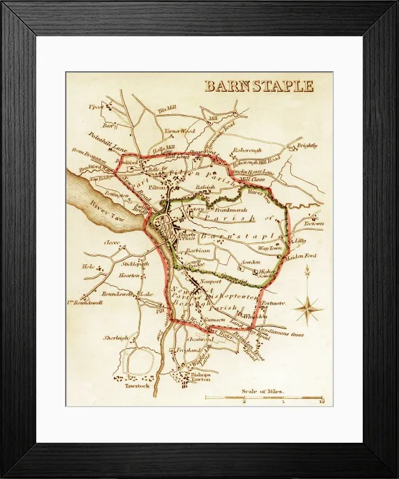 Framed Print : 1832 Victorian Map of Barnstaple Framed Print : 1832 Victorian Map of Barnstaple