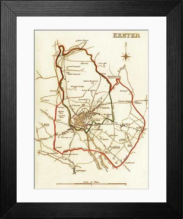 Framed Print : 1832 Victorian Map of Exeter Framed Print : 1832 Victorian Map of Exeter