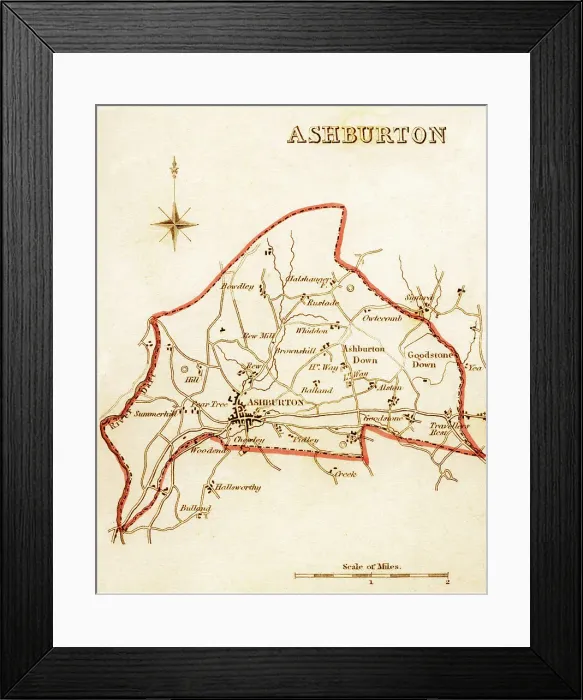 Framed Print : 1832 Victorian Map of Ashburton Framed Print : 1832 Victorian Map of Ashburton