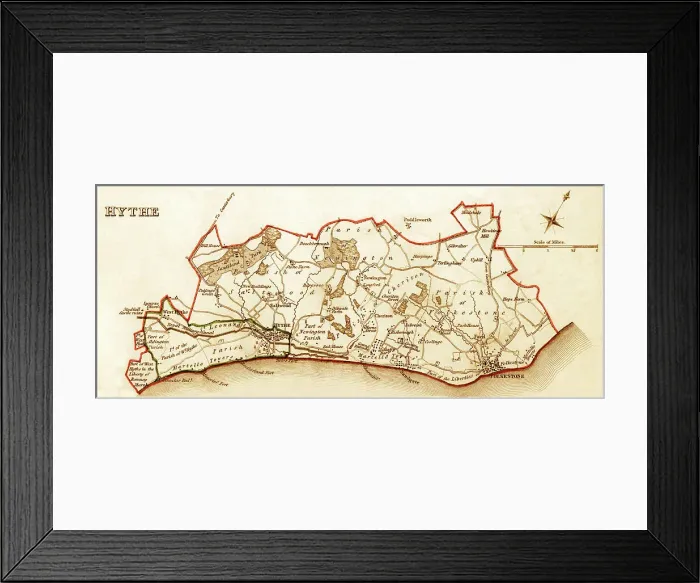 Framed Print : 1832 Victorian Map of Hythe Framed Print : 1832 Victorian Map of Hythe