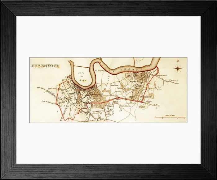 Framed Print : 1832 Victorian Map of Greenwich Framed Print : 1832 Victorian Map of Greenwich