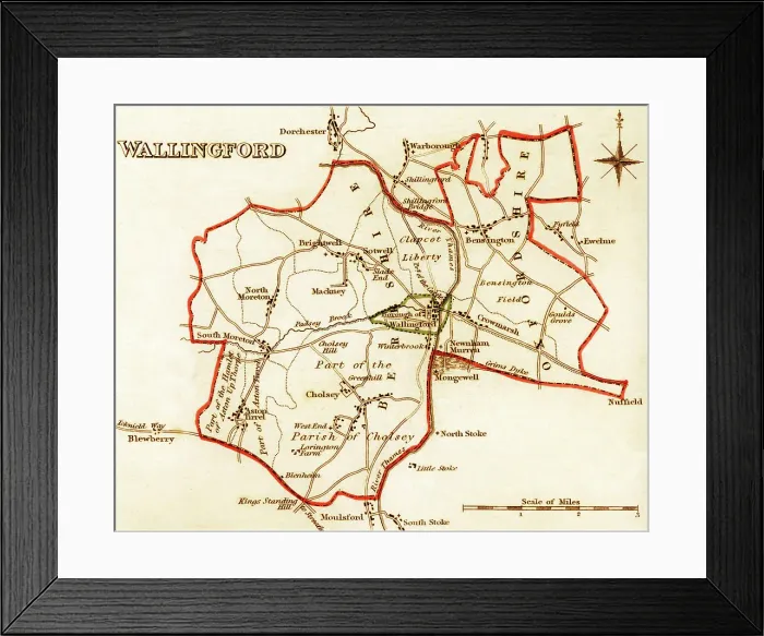 Framed Print : 1832 Victorian Map of Wallingford Framed Print : 1832 Victorian Map of Wallingford