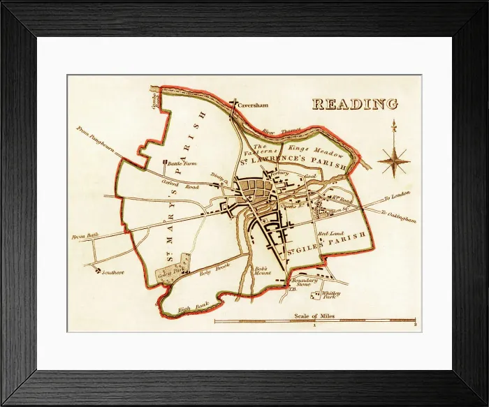 Framed Print : 1832 Victorian Map of Reading Framed Print : 1832 Victorian Map of Reading