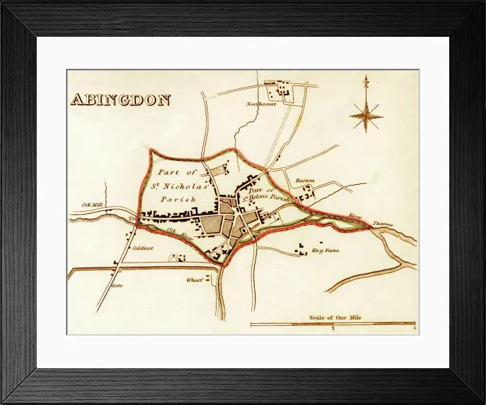 Framed Print : 1832 Victorian Map of Abingdon Framed Print : 1832 Victorian Map of Abingdon
