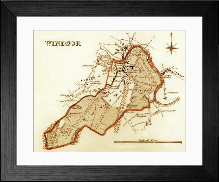 Framed Print : 1832 Victorian Map of Windsor Framed Print : 1832 Victorian Map of Windsor