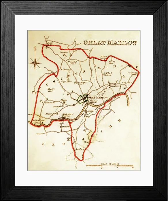 Framed Print : 1832 Victorian Map of Great Marlow Framed Print : 1832 Victorian Map of Great Marlow