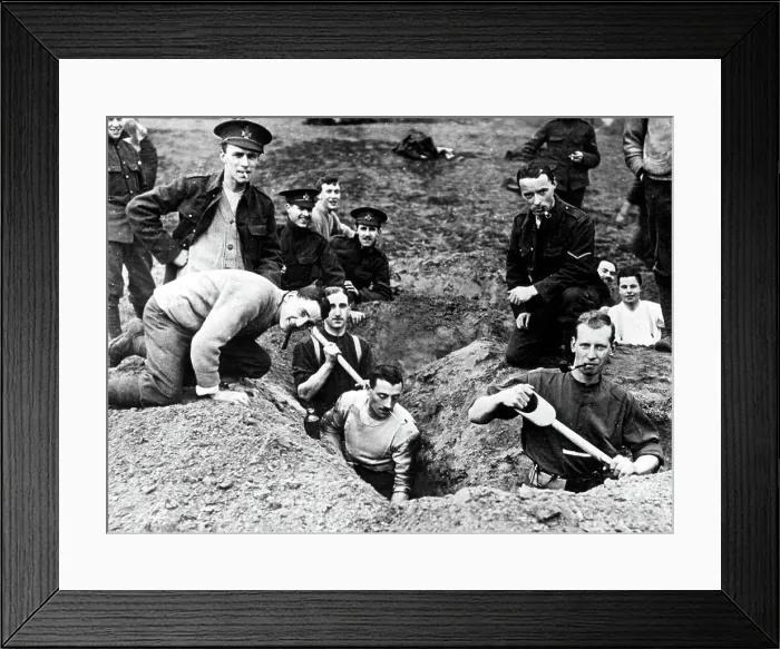 Framed Print : WW1 Training Lord Kitchener's Army, trench digging Framed Print : WW1 Training Lord Kitchener's Army, trench digging