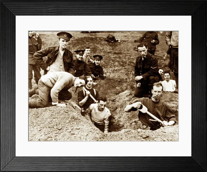 Framed Print : Training Soldiers to dig trenches in WW1 Framed Print : Training Soldiers to dig trenches in WW1