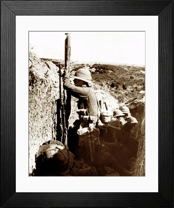Framed Print : Dardanelles British Soldiers using periscope in trench, WW1 Framed Print : Dardanelles British Soldiers using periscope in trench, WW1