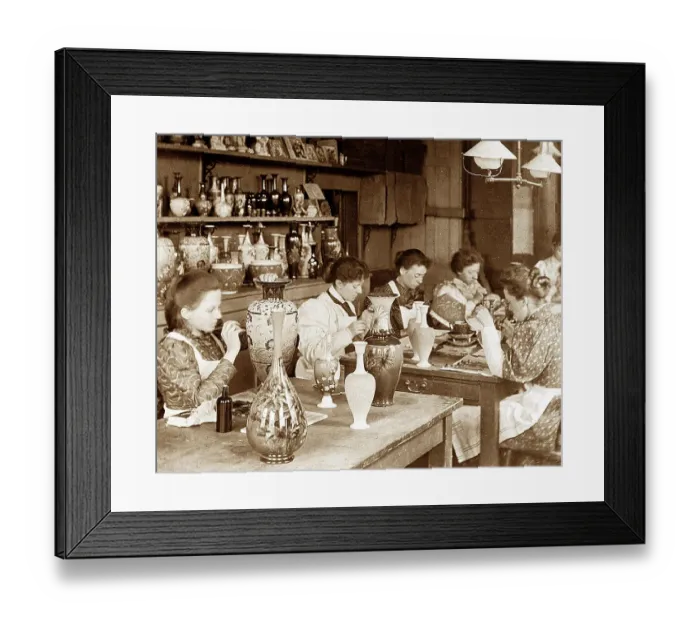 Framed Print : Lambeth Doulton Faience Factory - Gilding - Victorian period Framed Print : Lambeth Doulton Faience Factory - Gilding - Victorian period