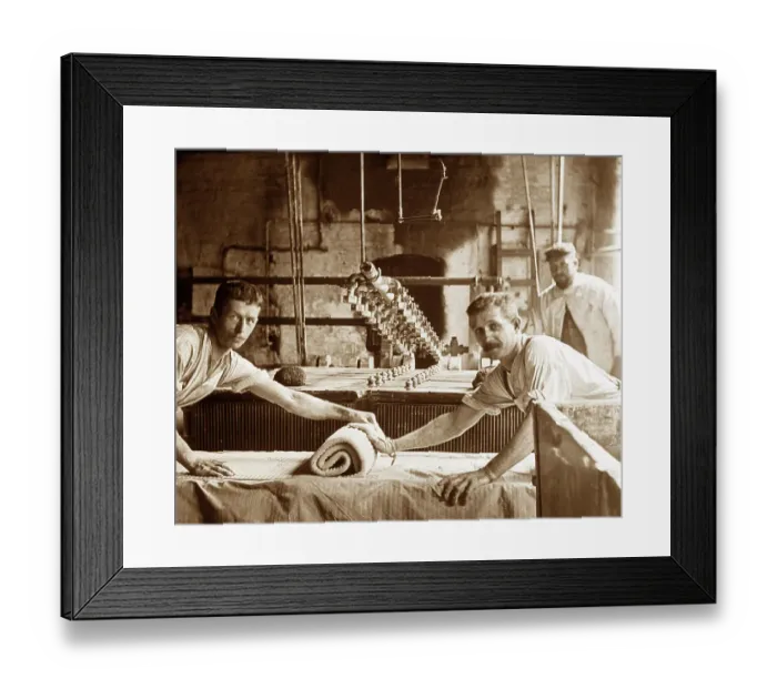 Framed Print : Blunging and pressing clay in a pottery factory Framed Print : Blunging and pressing clay in a pottery factory