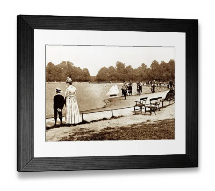 Framed Print : The Round Pond Kensington Gardens London probably 1920s Framed Print : The Round Pond Kensington Gardens London probably 1920s