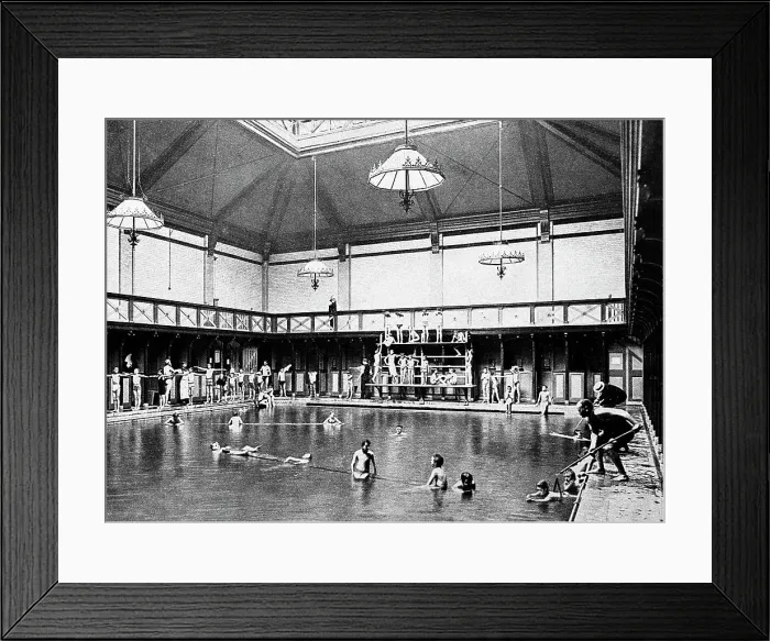 Framed Print : Kensington Public Baths London probably 1920s Framed Print : Kensington Public Baths London probably 1920s
